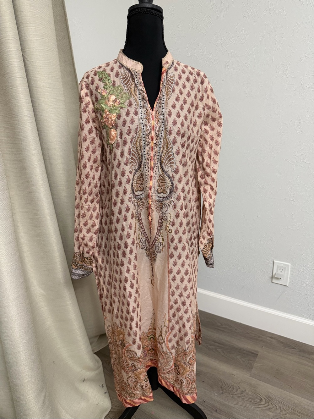 Elegant Pink Embroidered Women’s Long Dress